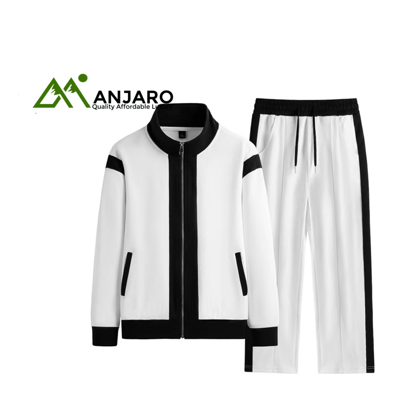 Men's Breathable Cross-Border Casual Sports Suit Youth Trendy Color Block Stand Collar Two-Piece Set – Quick Dry & Lightweight
