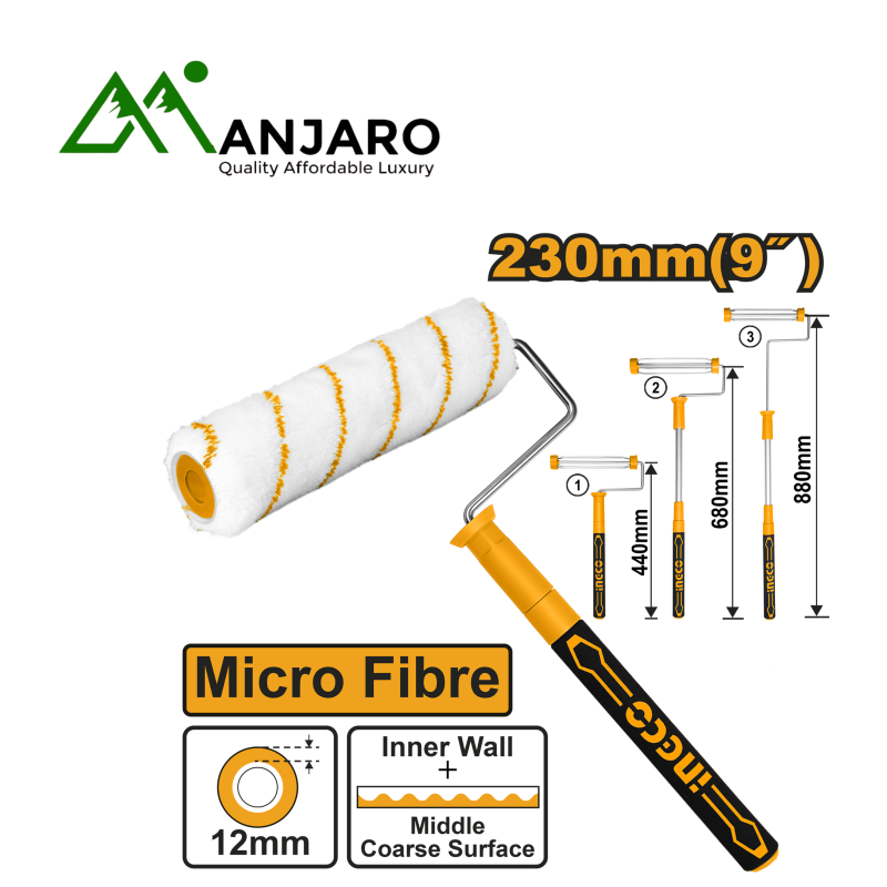 HRHT442302T Telescoping Cylinder Brush 230mm/9" – Adjustable Microfibre Roller for Smooth Wall Painting