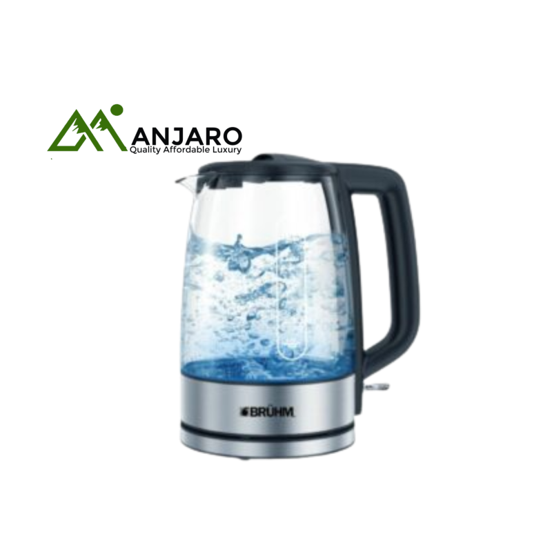 BRUHM Electric Kettle BKW-17GB – 1.7L Glass Body, 2200W Fast Boil, LED Light, Auto Shut-Off