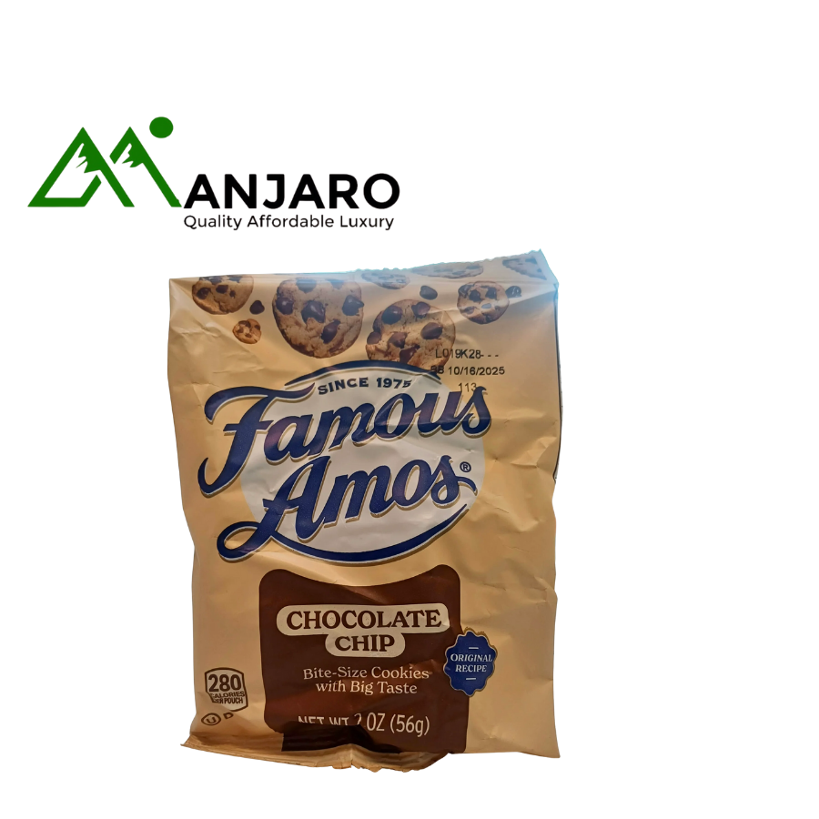 Famous Amos Chocolate Chip Cookies – 204g | Crunchy, Irresistible Treats Baked with Real Chocolate Chips
