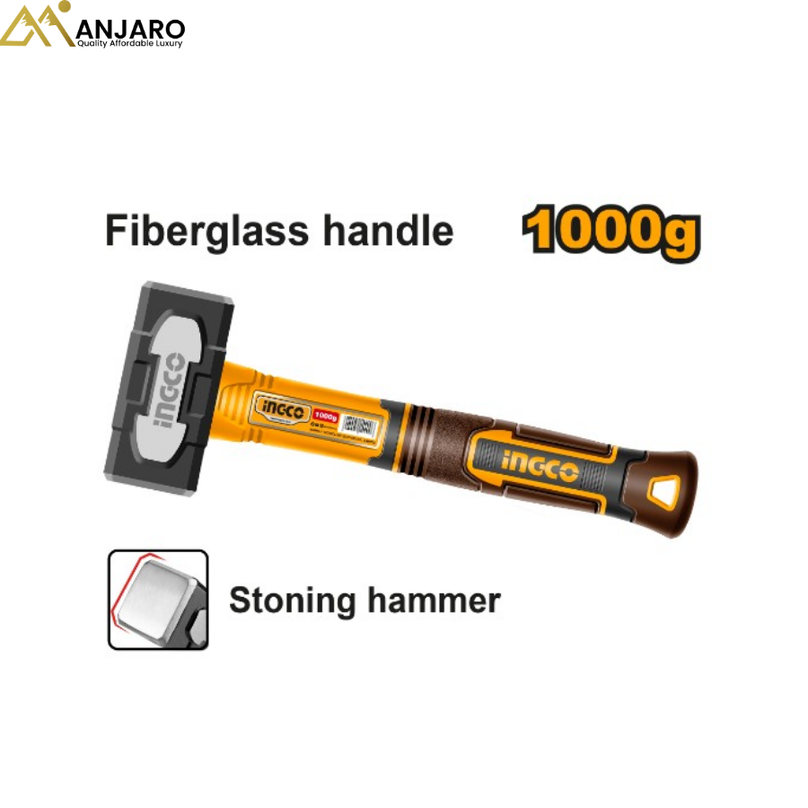 Ingco Stoning Hammer – 1000g / 1500g Drop-Forged Carbon Steel HSTH81000 & HSTH81500