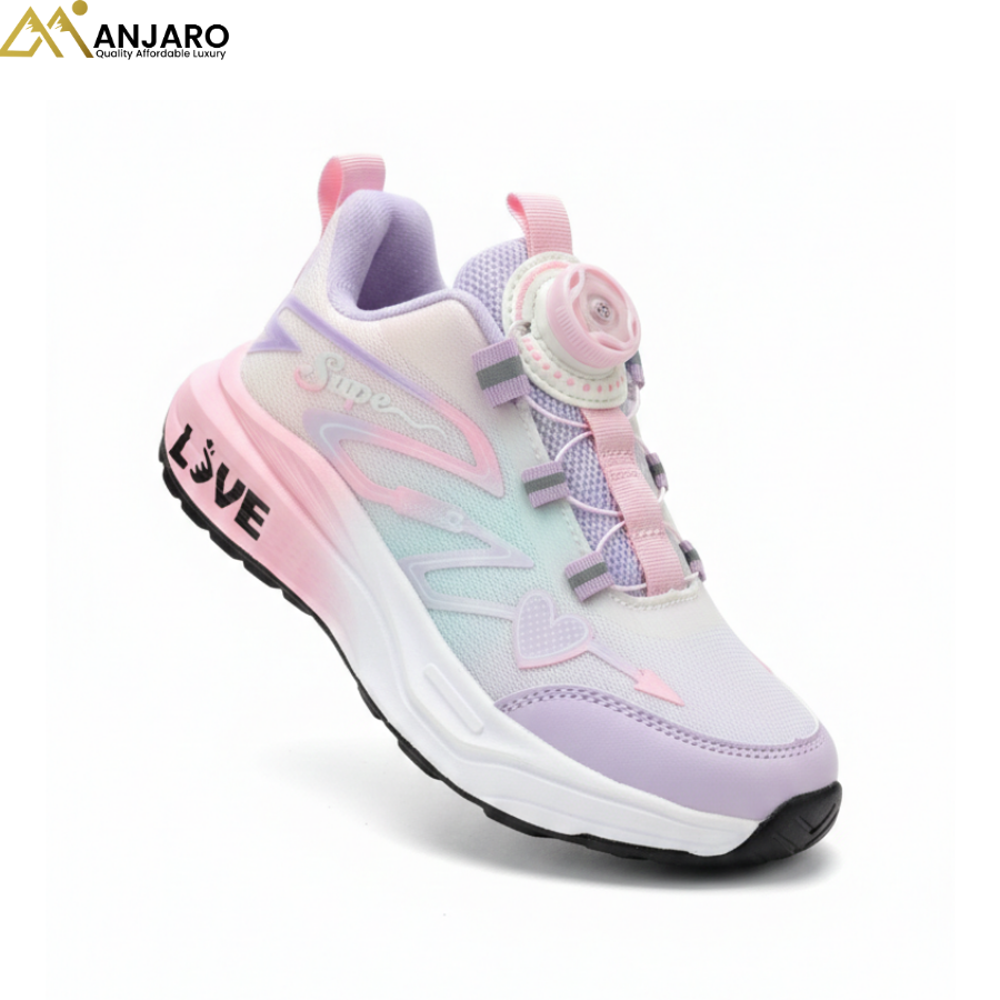 Girls Sport Sneakers – Pink & Purple Love Design
