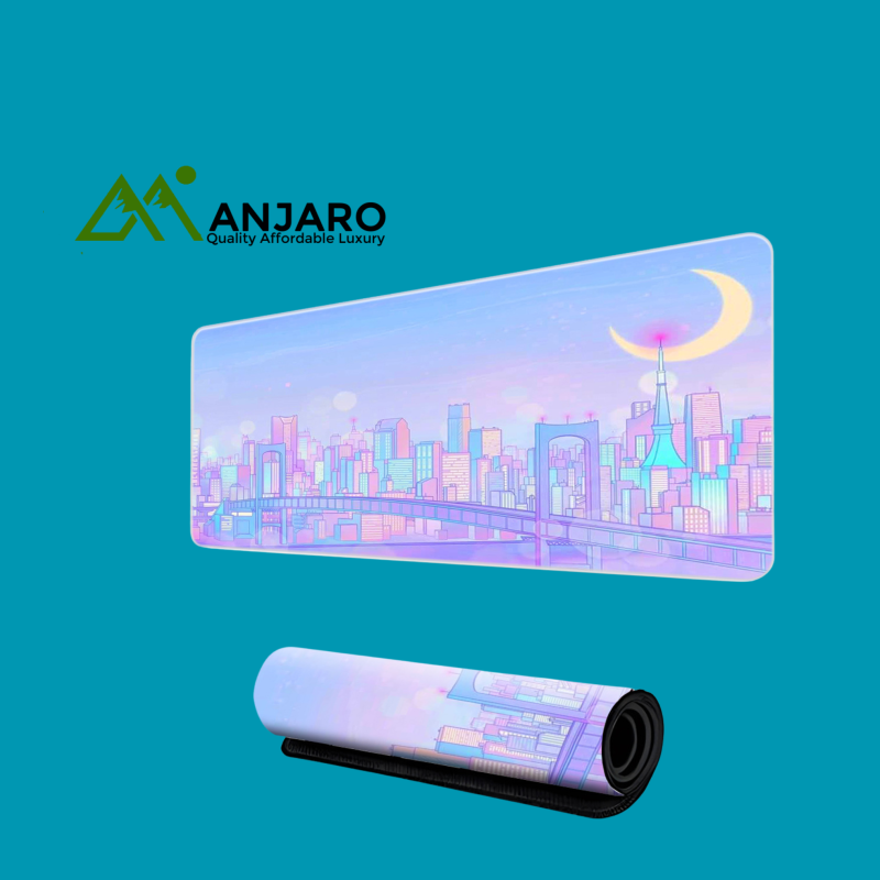 Ink Painting Peach Tree Colorful City Large Keyboard Mouse Pad