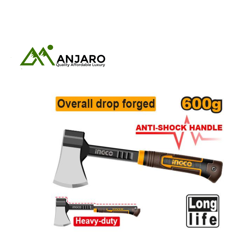 HAX081600L Axe 600g – Heavy-Duty Drop-Forged Steel Head for Durable Precision Chopping