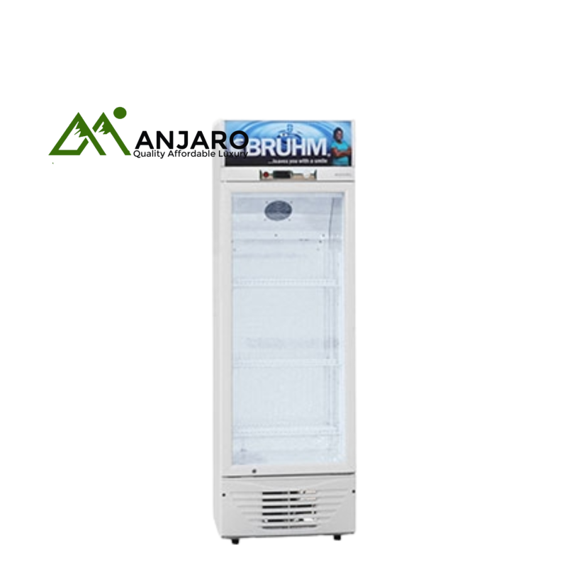 BRUHM Beverage Cooler BBS-279M – 279L, Dual-Layer Tempered Glass Door, Mechanical Temperature Control with Display, Interior LED Lighting, Adjustable Shelves, Security Lock & Key, Advanced Compressor,
