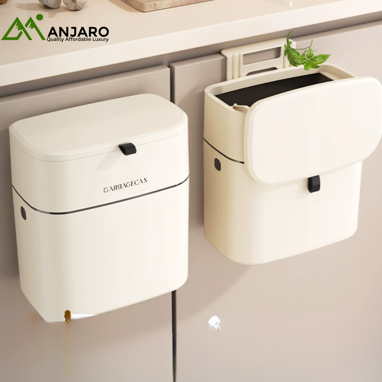 Kitchen Hanging Cream White Trash Bin