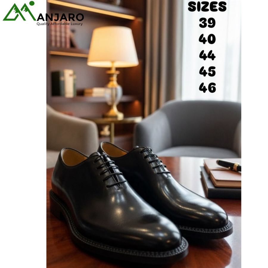 John Foster Men’s Classic Black Leather Oxford Shoes – Polished Elegance & Comfort Fit