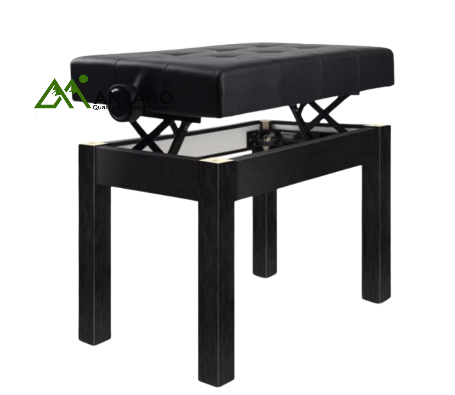 Asanasi Adjustable Height Piano Seat – 44–54cm | Matte Iron Frame, PU Leather Comfort & 100kg Load Capacity