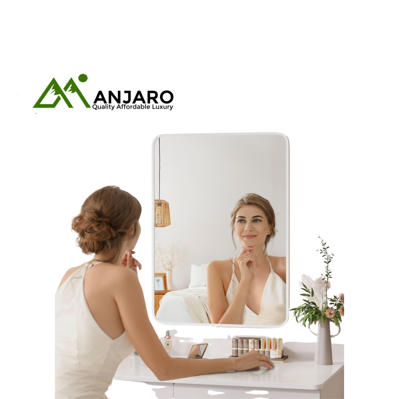 TUK White Wall Mirror 001+70×50 – Large Rectangular Decorative Mirror for Home & Bathroom