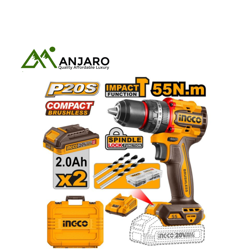 Ingco CIDLI20558 Compact BrushlessCordless Impact Drill