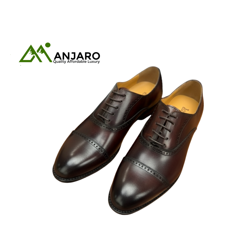 John Mendson Daytona Line Oxford Brogues - US 9 / EU 42 - Rich Burgundy Burnished Leather Dress Shoes