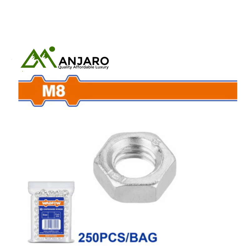 Wadfow Hex Nut Set – M8 Size, 250 Pcs Zinc WMV1921