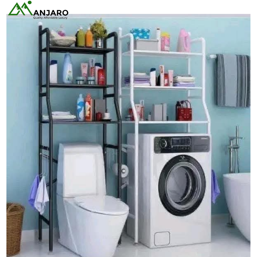 Adjustable Bathroom Storage Rack – Multi-Layer Over-The-Toilet & Washing Machine Organizer Shelf, Space-Saving Metal Rack