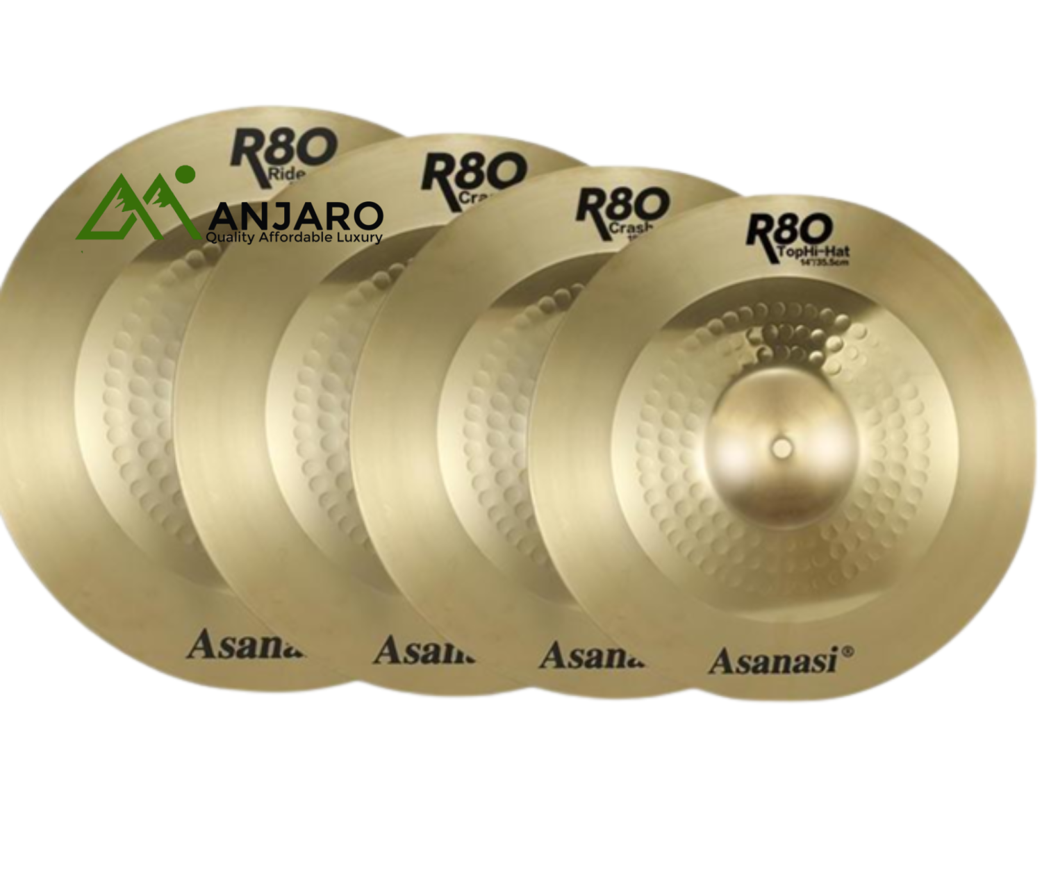 R80 Alloy Cymbal Set – 4pcs & 5pcs (Low-Noise Practice Cymbals, 14"–20")