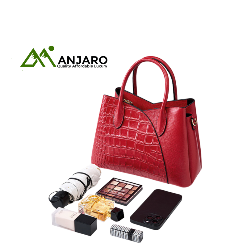BADI Crocodile Pattern Genuine Leather Handbag – Stylish French Envelope Tote Purse for Women