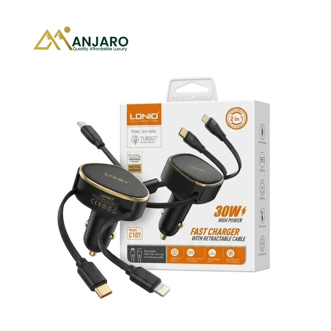 Car Charger with Attached Cables – Fast Charging for Phones & Tablets | Multi-Device USB Car Adapter