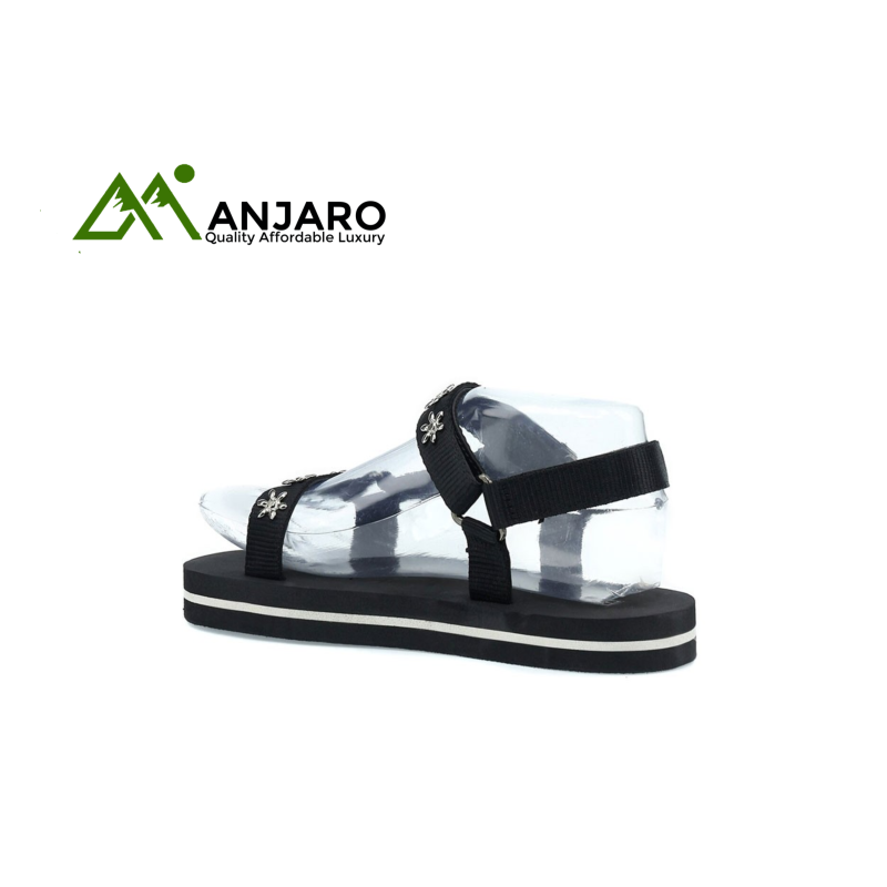 Black Sports Sandals – Durable Faux Leather Outdoor Comfort Sandals for Active Women