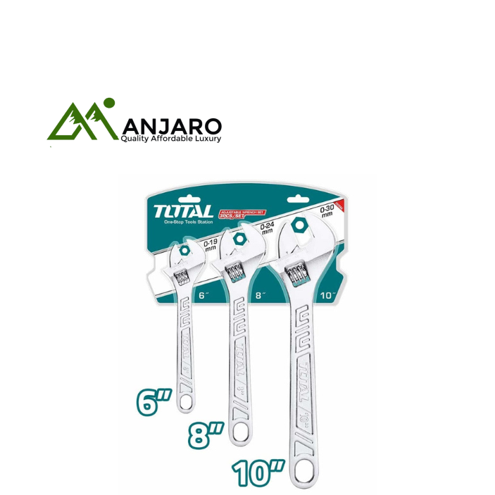 Total THTK1013 3 Pcs adjustable wrench set