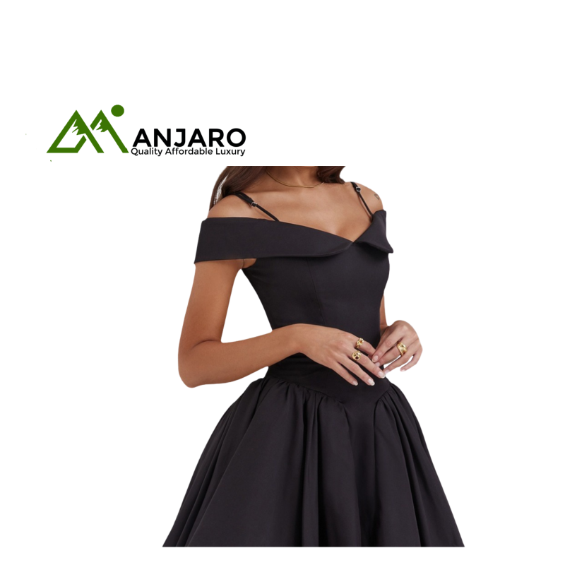 D&M Off-Shoulder A-Line Mini Dress with Waist Strap – Summer Party & Casual Wear