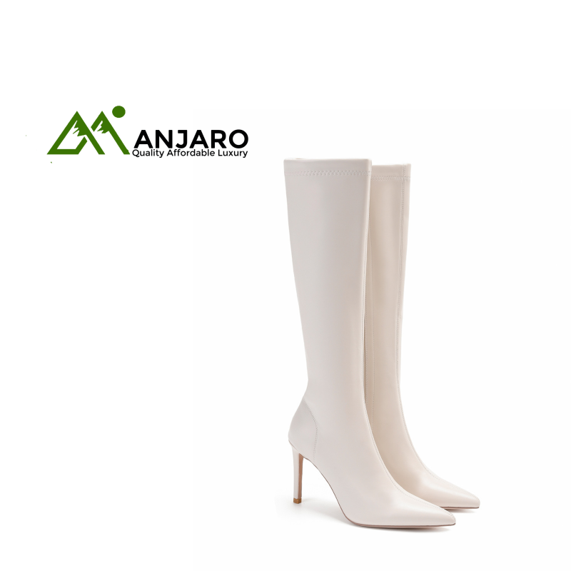 Women’s Pointed High-Heeled Knight Boots with Side Zipper – Retro Knee-High Long Boots