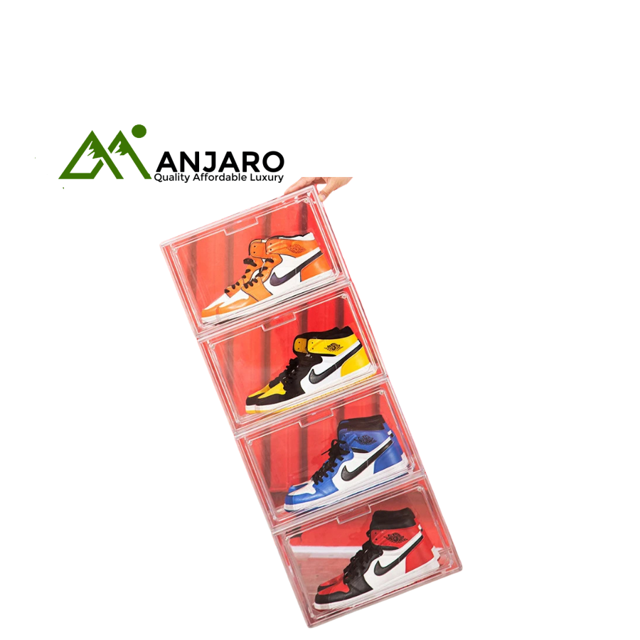 Transparent Magnetic Stackable Shoe Box – Clear Display Organizer, Modular Storage