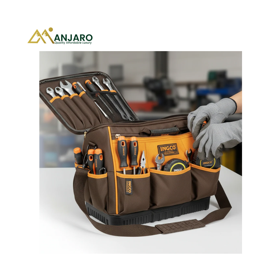 ingco Tool Bag – 16-Inch Heavy-Duty 1680D Polyester Tool Storage Bag – 25 Pockets HTBG10