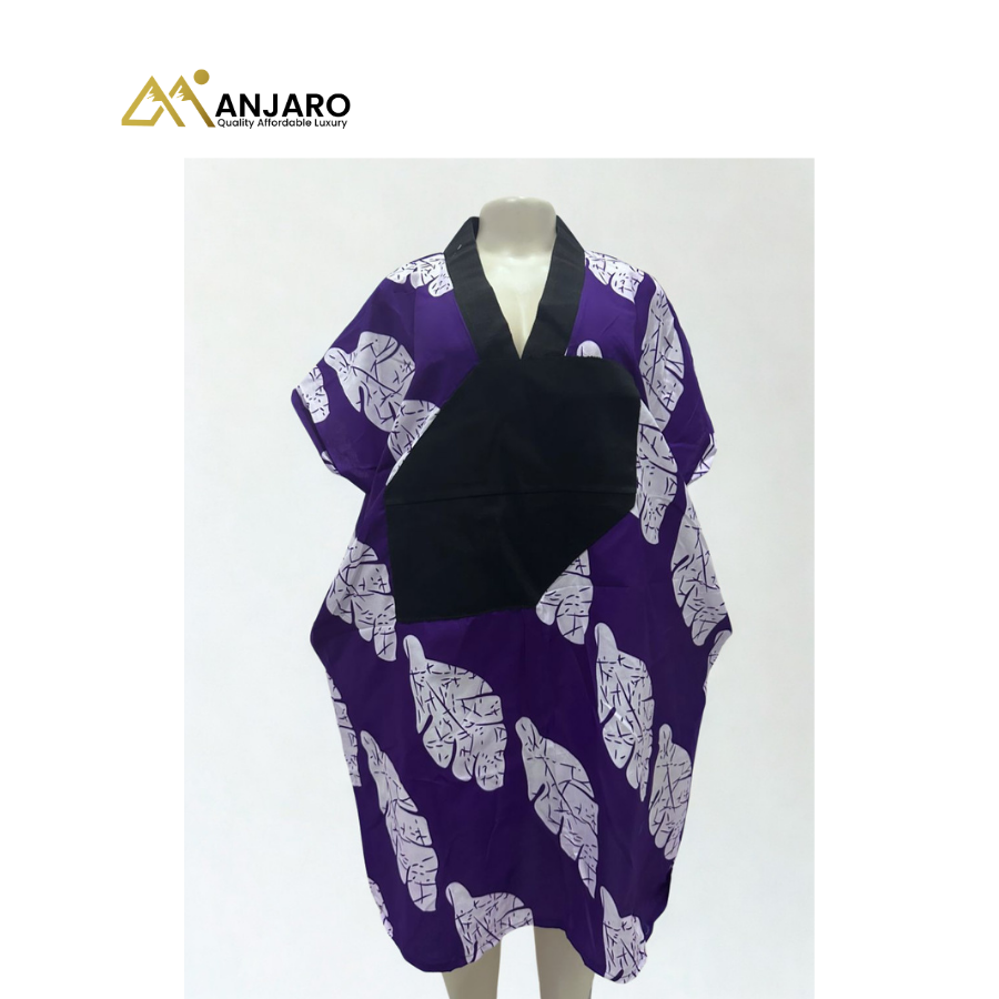 Women’s African Print Boubou Dress – Free Size | Purple Ankara Design, Breathable Loose Fit