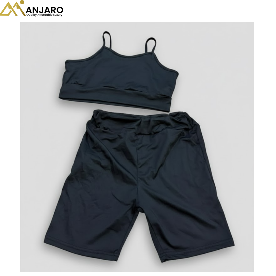 Girls Black Crop Top & Shorts Set – 2 Piece Casual Outfit (Sizes 10/11/12 Years)