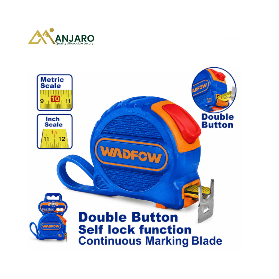 WADFOW Steel Measuring Tape – 10m x 25mm Self-Lock Tape Measure WMT2250