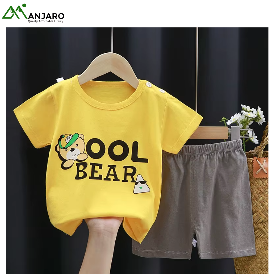 Cotton Kids Summer T-Shirt & Short Set – Casual Geometric Toddler Outfit Boys & Girls – HBXB02(Shipping ee Included)