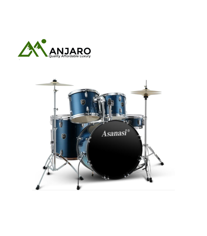 ASANASI Q900 5-Piece Drum Set with Cymbals & Throne – Double-Layer Oil Leather Skins & R70 Alloy Cymbals