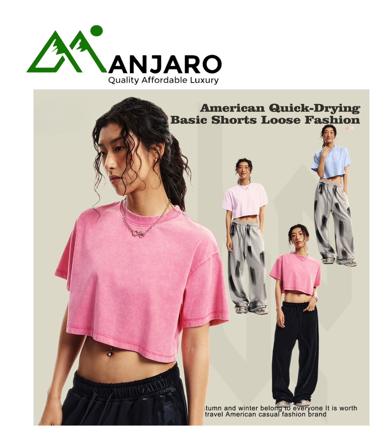 BE Women’s  Spring/Summer Trendy Cropped Loose Short-Sleeve Sports T-Shirt (Shipping fee included)