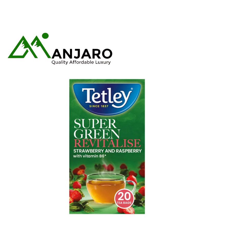 Tetley Raspberry & Strawberry Tea – 20 Bags | Fruity Herbal Infusion with Natural Sweet Berry Flavor