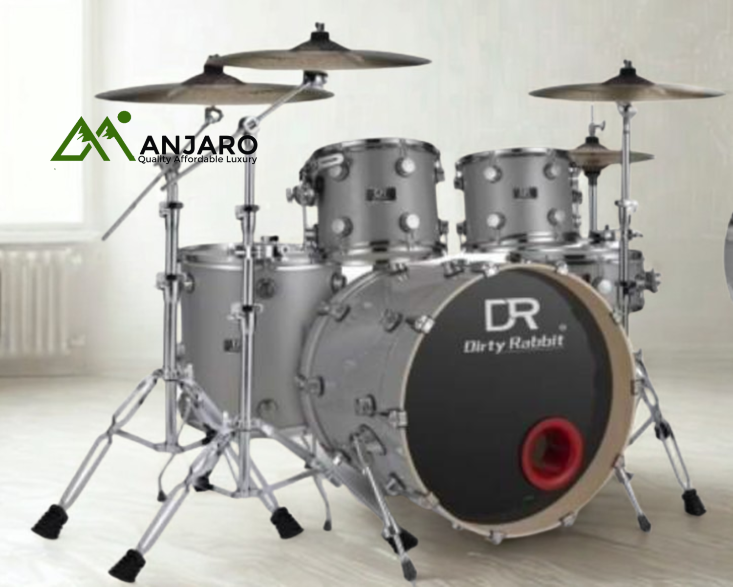 DR-5 5-Piece Drum Set with Stool & Hardware – Birch Shells, Oil Leather Skins (No Cymbals)