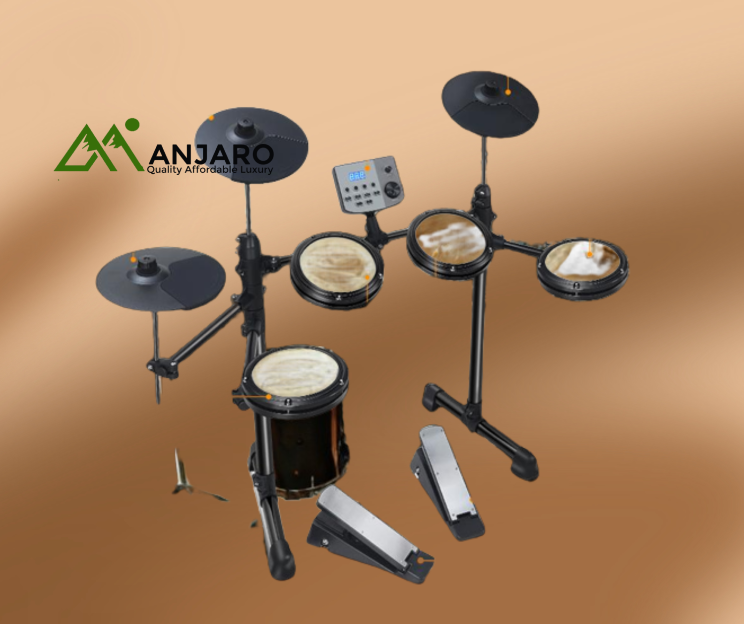 TA-20 Electric Drum Set – 8" Pads, 3 Cymbals & Dual Pedals for Dynamic Digital Drumming (No Throne)