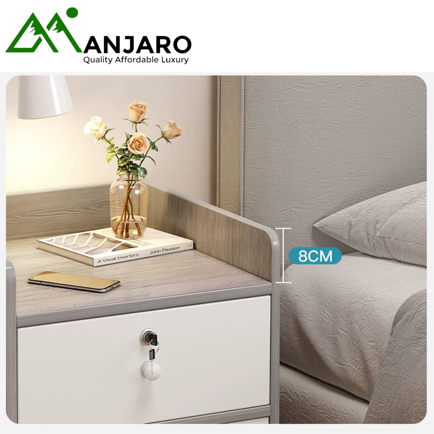 Modern Minimalist Small Bedside Table with Storage Shelf (Shipping fee included)