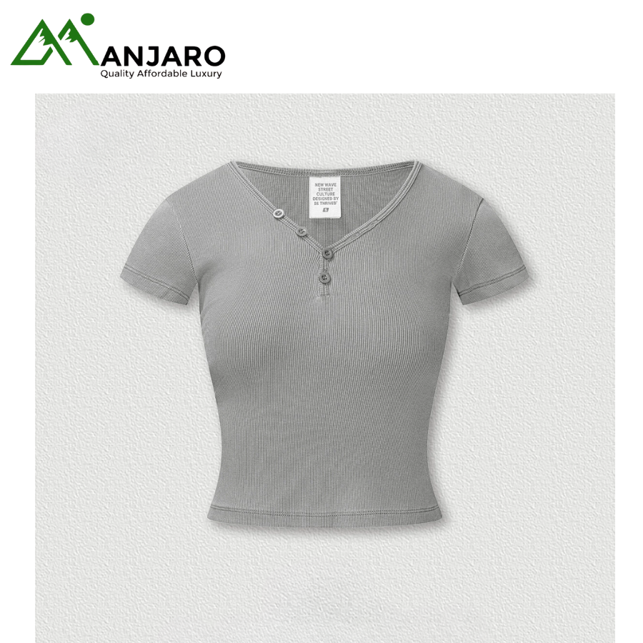 BE Women's Summer Retro V-Neck Slim Fit T-Shirt | Hot Girl Distressed Cotton Short Sleeve Cropped Top(Shipping Fee Included)