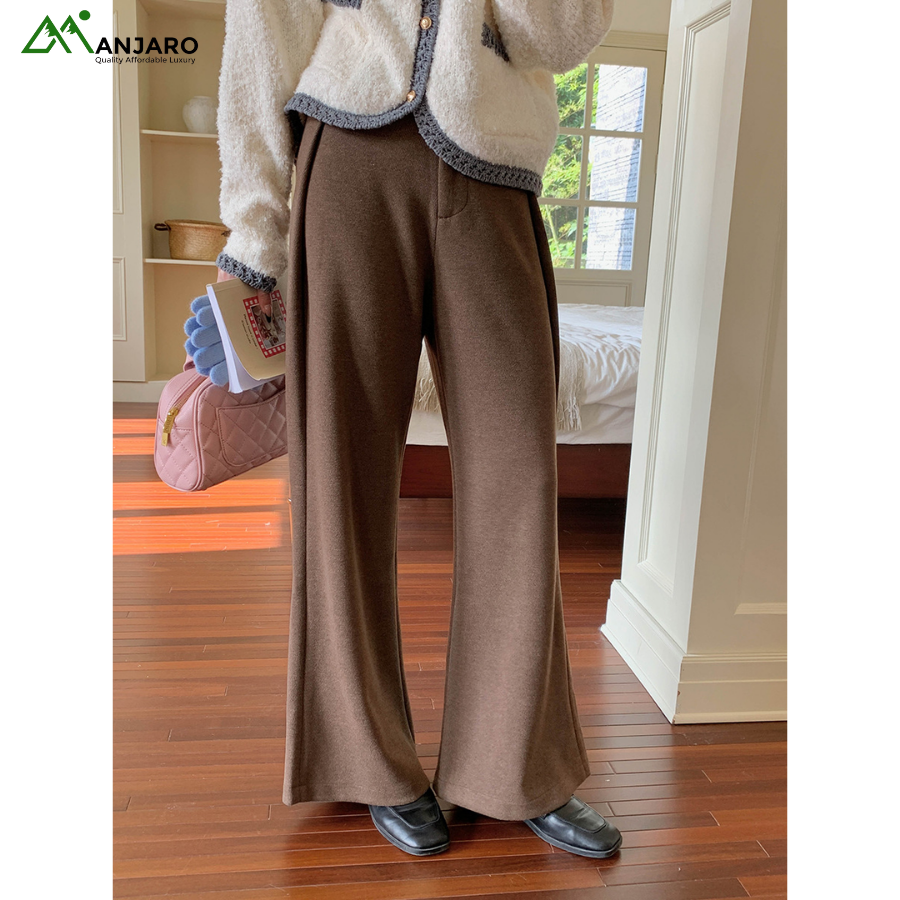 Relaxation Sexy Lazy Wind Thickened Wool Wide-Leg Floor Pants - High-Waist Comfort - ZY2437(Shipping Fee Included)