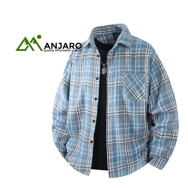 Men’s Plaid Flannel Shirt – Full Sleeve Anti-Pilling Casual Autumn Wear with Durable Comfort