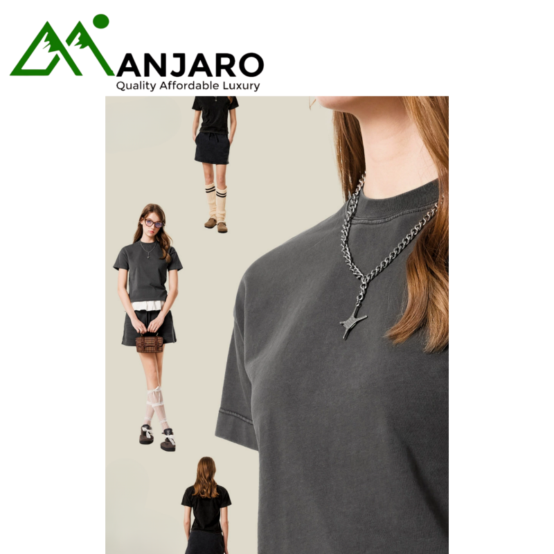 Summer Milan Double Yarn Heavy-Duty Snowflake Short Sleeve Solid Color T-Shirt (Shipping fee included)