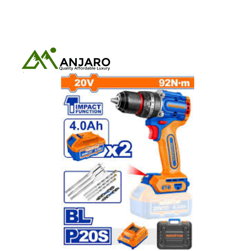 Brushless Cordless Impact Drill 20V 92Nm WCDP9281