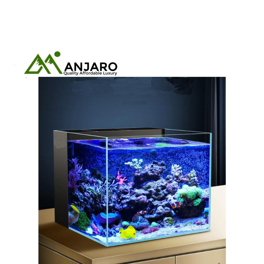 Luxury White Square Aquarium – Ultra-Clear Rimless Freshwater Fish Tank with Living Room Décor Accessories
