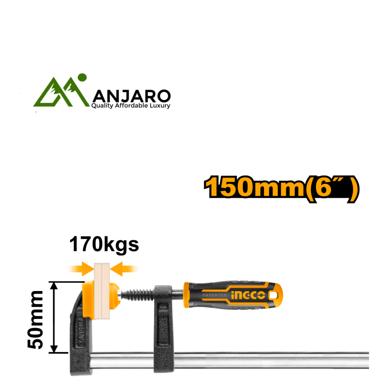 Ingco F Clamp Set with Plastic Handle  HFC020501, HFC021204, HFC021404