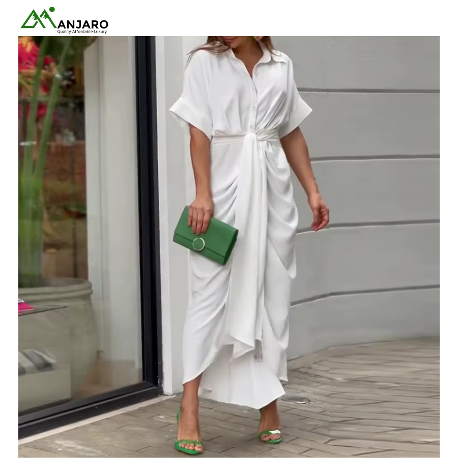 D&M Designer Women’s Summer Satin Maxi Dress – Tailored Fit, Elegant A-Line, Breathable & Beach-Ready Comfort(Shipping Fee Included)