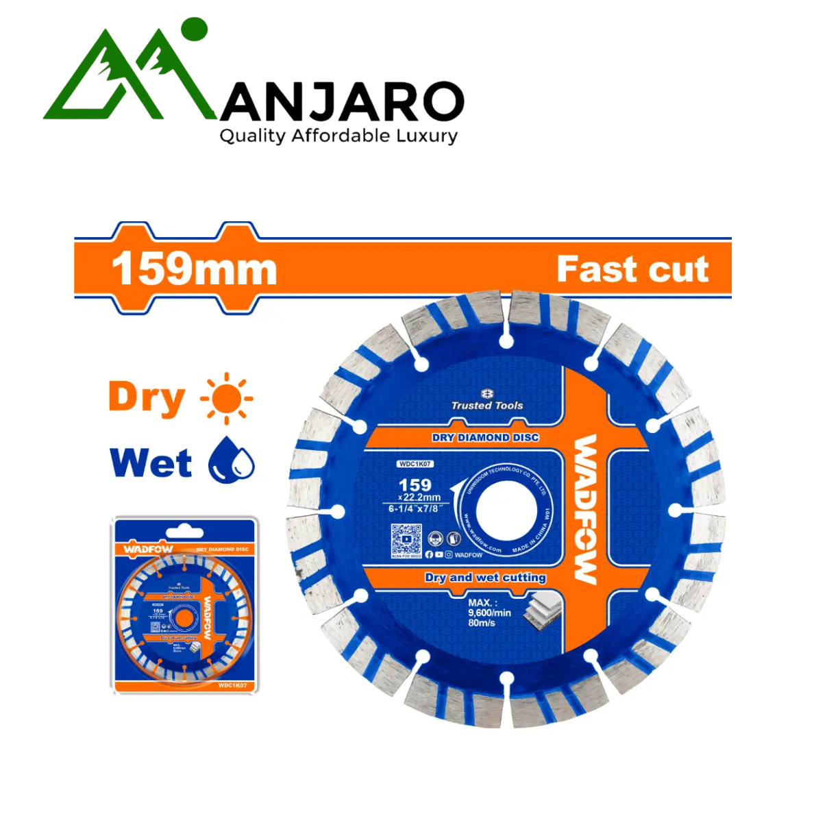 WDC1K07 Dry Diamond Disc – 159mm x 22.2mm