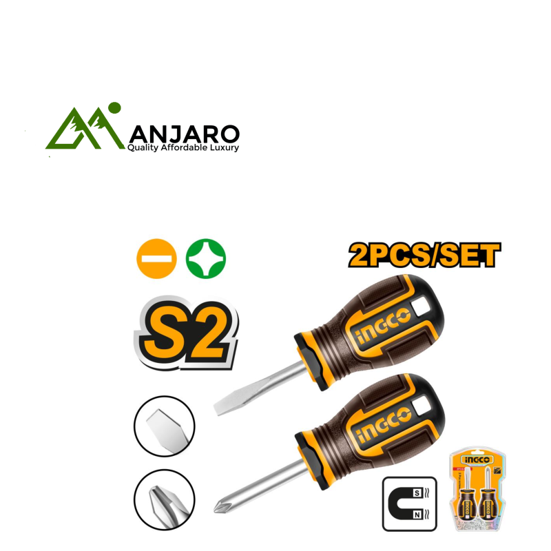 HKSDS2228 2 Pcs Screwdriver Set – S2 Steel Blades, Magnetic Tips & Ergonomic Handle (PH2 & SL6.5)