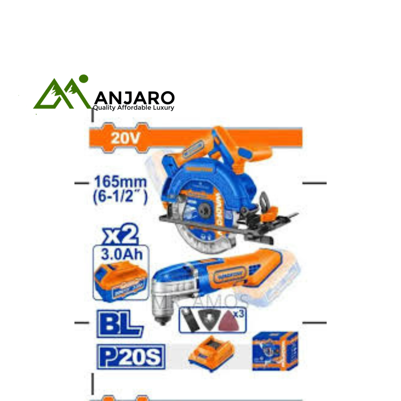 Wadfow  20V Cordless Circular Saw & Multi-Tool Combo Set WOS240981