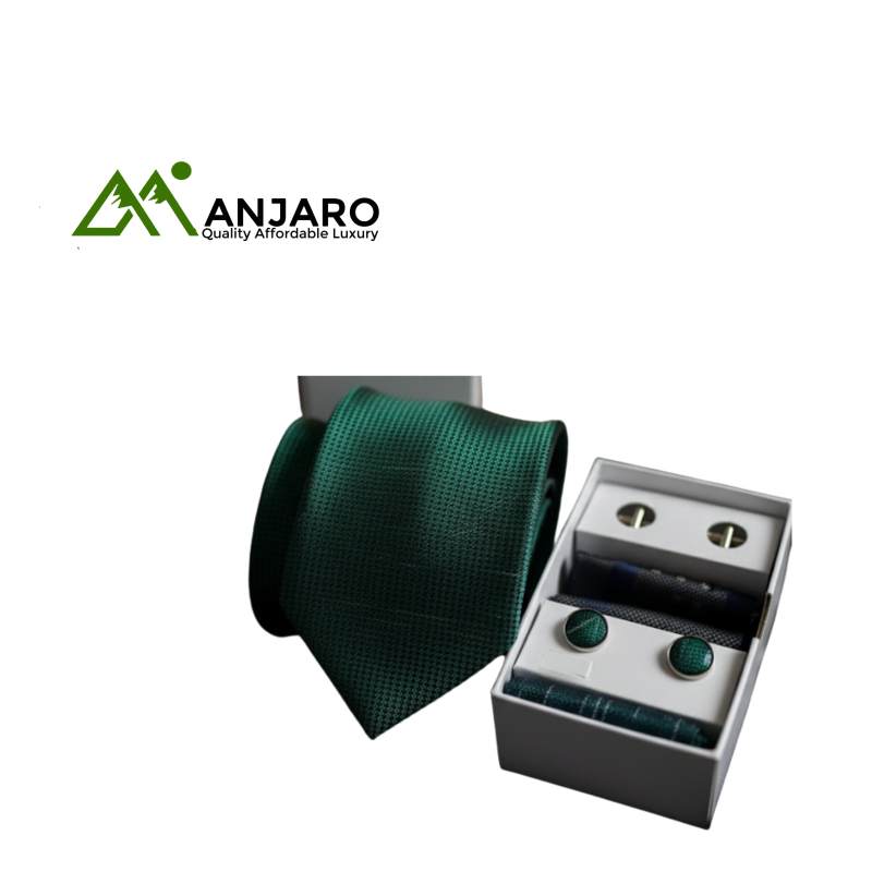 Regal Emerald Green Textured Tie & Cufflink Set