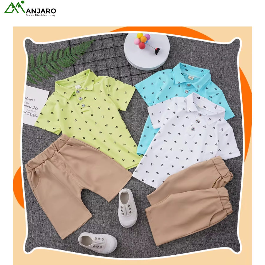 Summer Children’s Cotton Clothing Set – Casual Boys 2-Piece T-Shirt & Shorts Outfit(Shipping Fee Included)