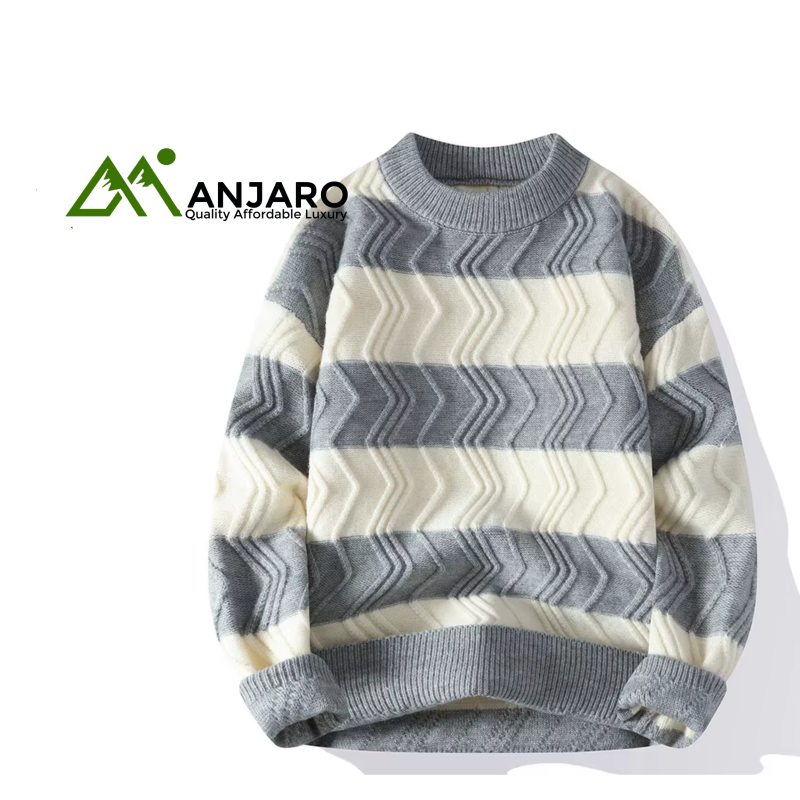 Autumn-Winter Preppy Knitwear for Men – Hong Kong Style Striped Loose Pullover with Anti-Pilling Bamboo Fiber